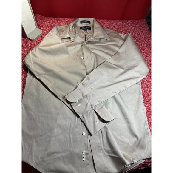 Croft & Barrow Mens 15 1/2 32-33 Button Up Long Sleeve Beige Non Iron V2￼ - Picture 1 of 4